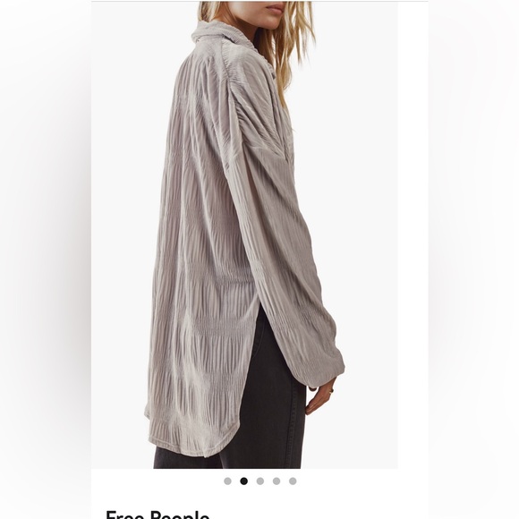 Free People My Best Top Button-Up Top Sz XS - Runs Big Winter Fog - NWOT - Picture 4 of 14